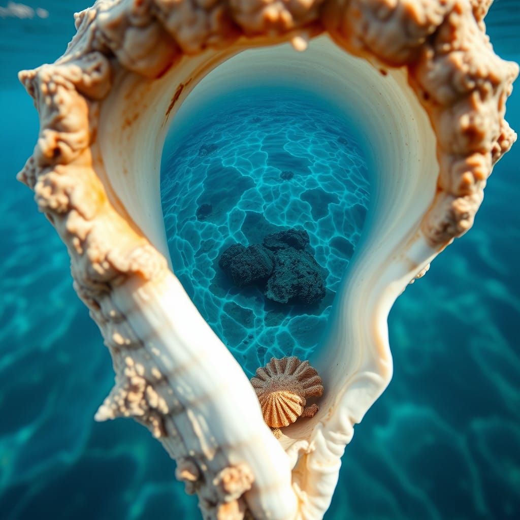 Ethereal Seashell Portal to a Vibrant Ocean World