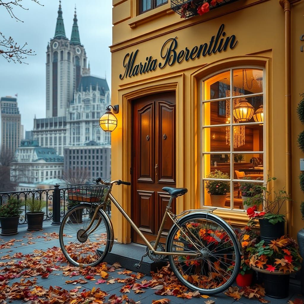 Luxurious Cafe Scene with Autumnal Flair