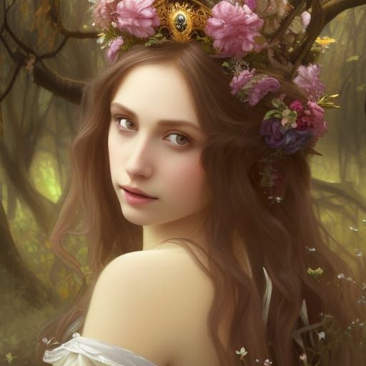 Enchanted Fairy Portrait in Art Nouveau Style