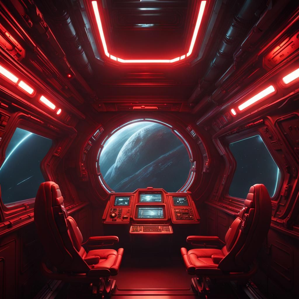 Spaceship Collision Alert in Dark Fantasy Style