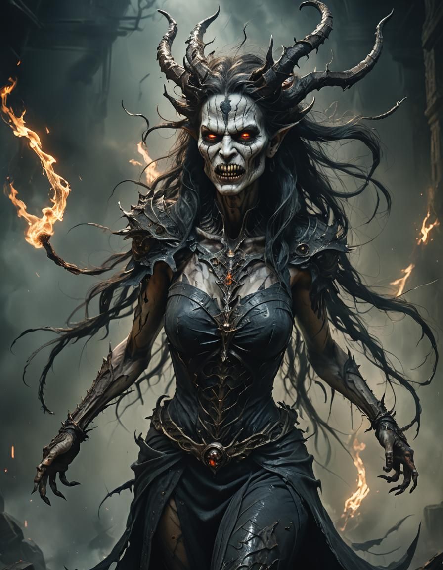 Beldam Demonic Mother in Motion: A Fantasy Portrait
