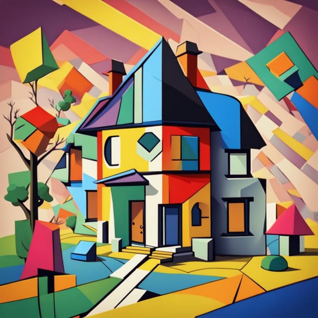 Mr. Topsy Turvy House in Cubist Art Deco Style
