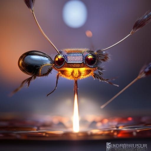 Cartoon Bug with Energetic Fields in Contemporary Style