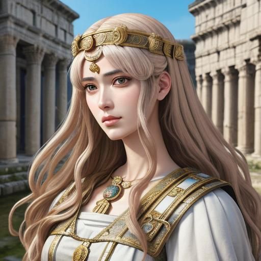Anime Roman Woman in Ancient City