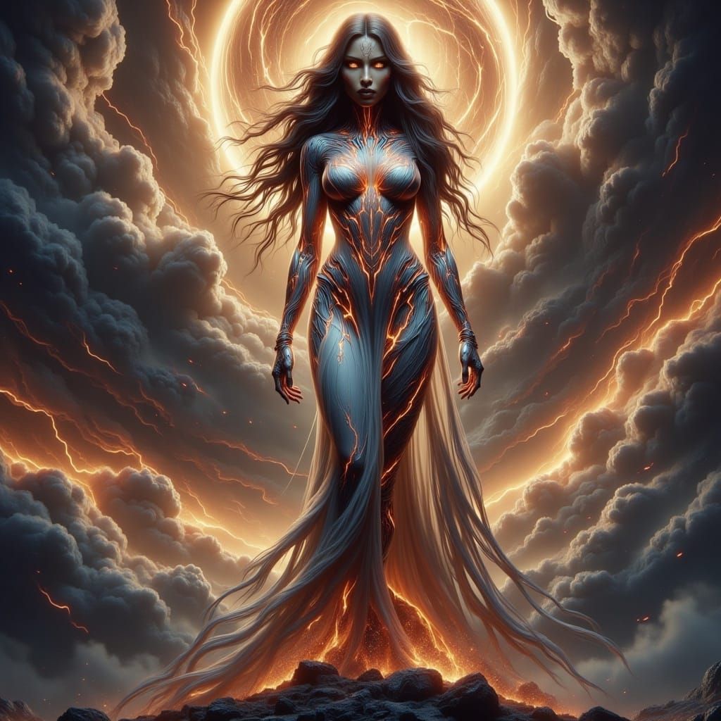 Majestic Jupiter Goddess in Stormy Artstation Style