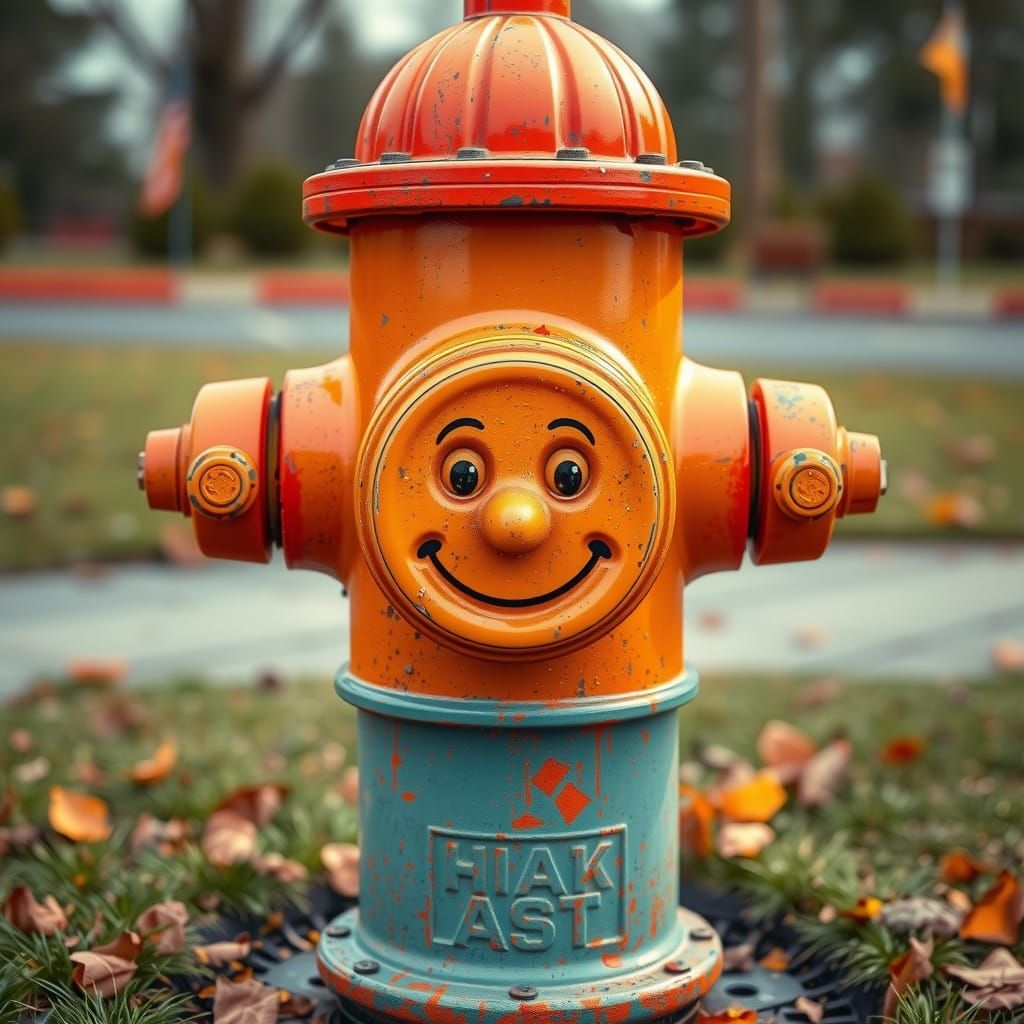 Happy Fire Hydrant with Smiley Face