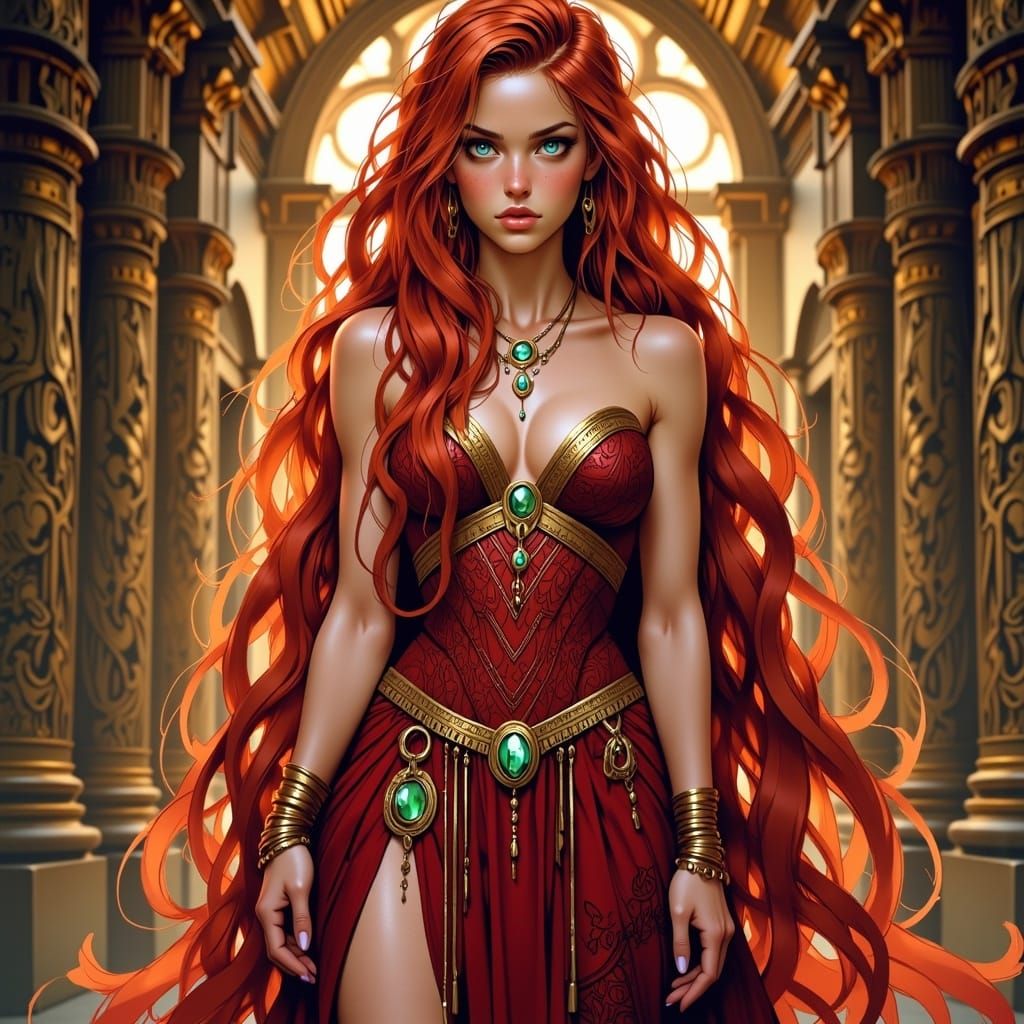 Crimson Queen in Opulent Anime Style