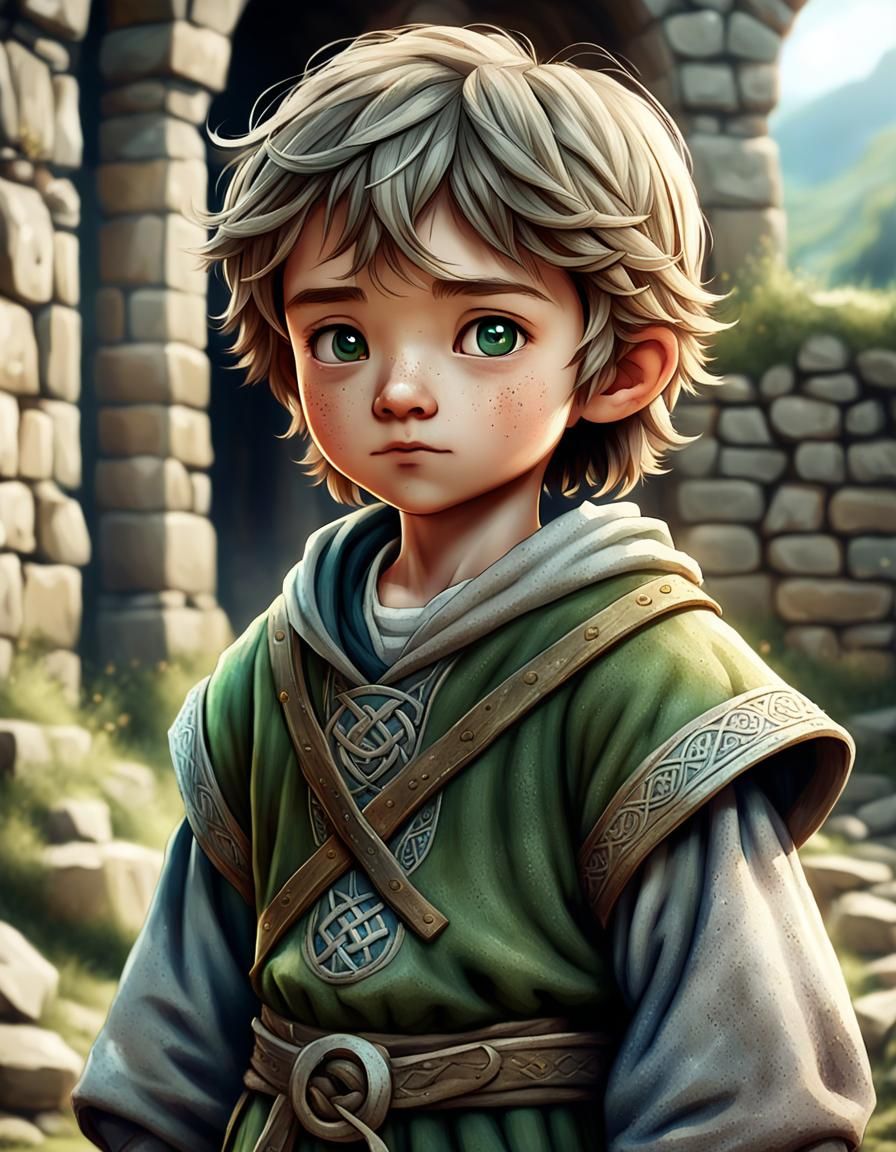 Noseless Medieval Peasant in Anime Style