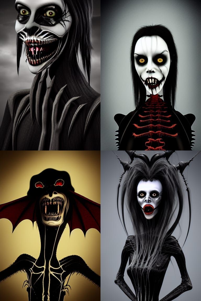 Surreal Halloween Vampire Portrait in Burton Style