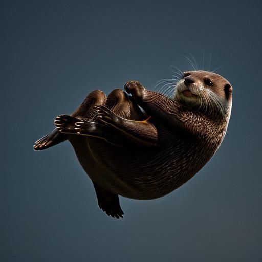Otters Skydiving: Hyperrealistic Cinematic Composition