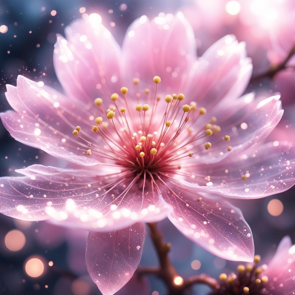 Epic Sakura Flower Close-Up: Magical Forest
