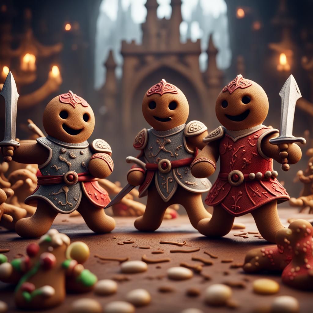 Gingerbread Knights vs Dragons: Fantasy Concept Art