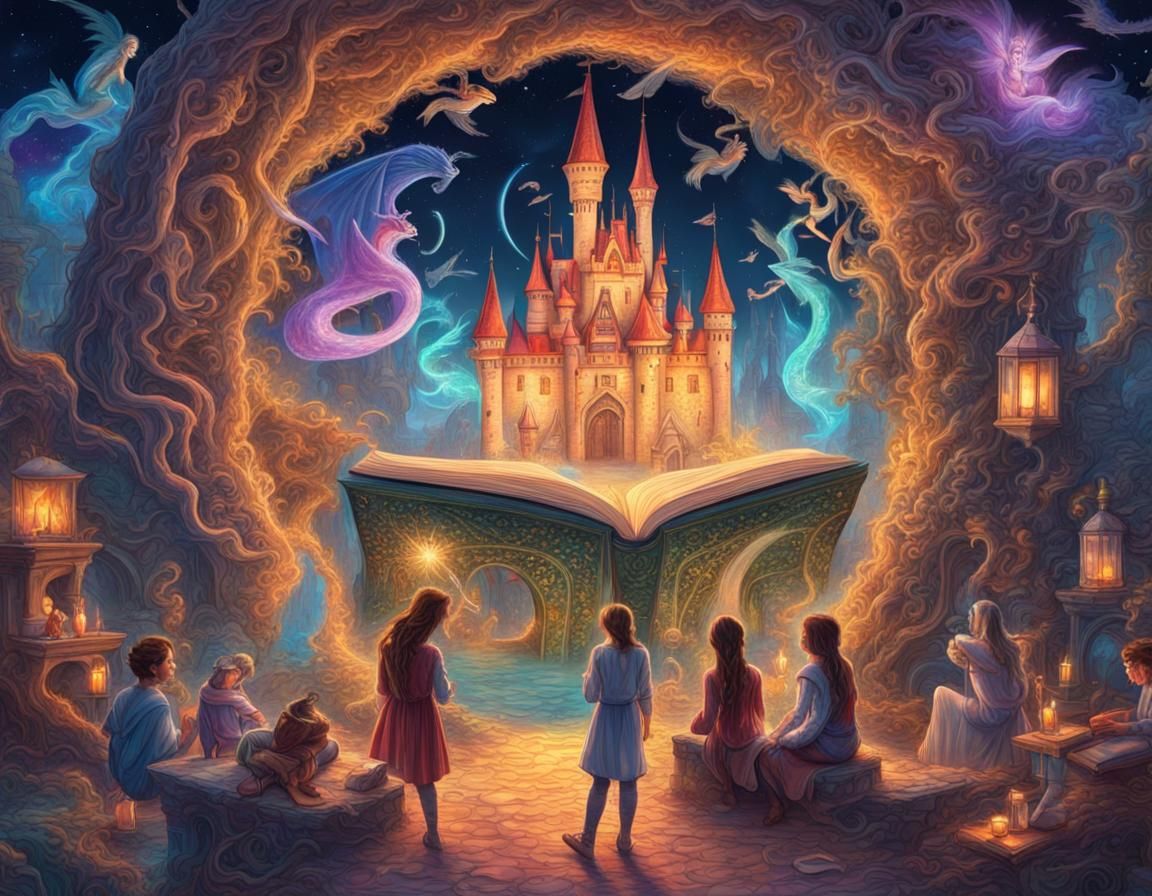 Grimm's Open Book of Fairy Tale Chatacters, Castle, Dragons ...