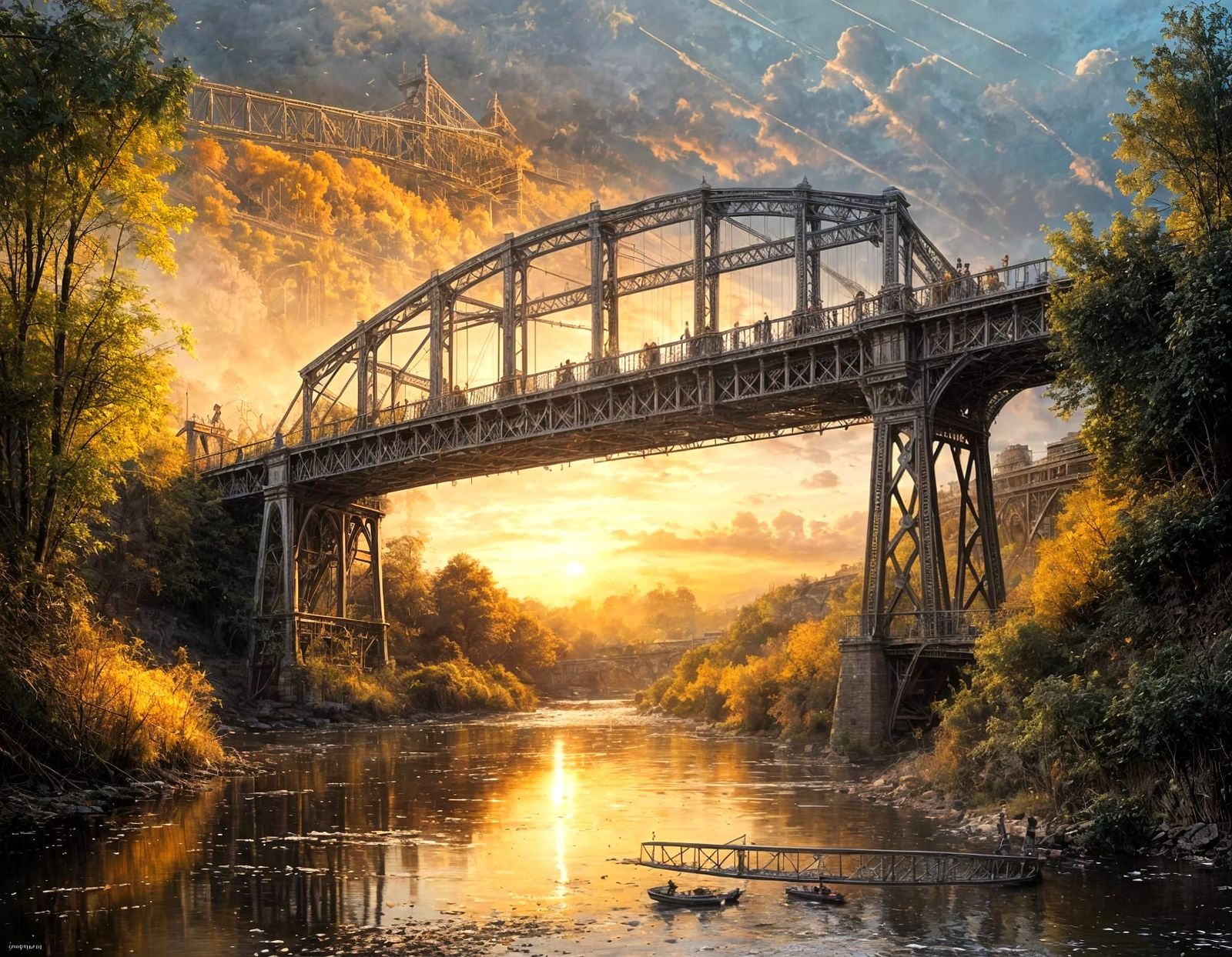 Ethereal Golden Hour Bridge