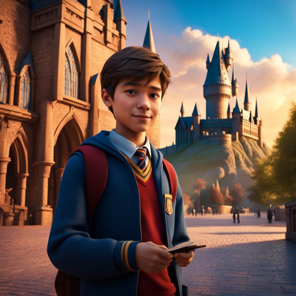 Hogwarts Student in Pixar Style 3D Digital Art
