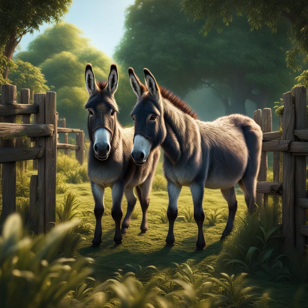 Donkeys in Field: Detailed Matte Painting