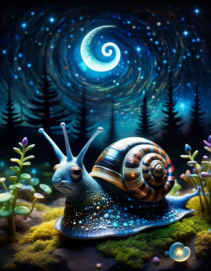 Cosmic Snail Among Bioluminescent Stars