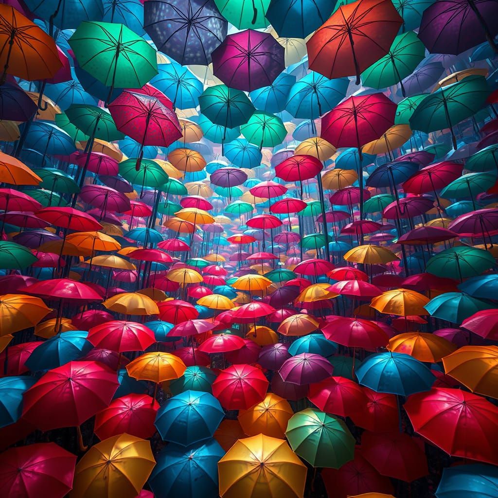 Vibrant Umbrella Forest in Unreal Engine 5 Aesthetic