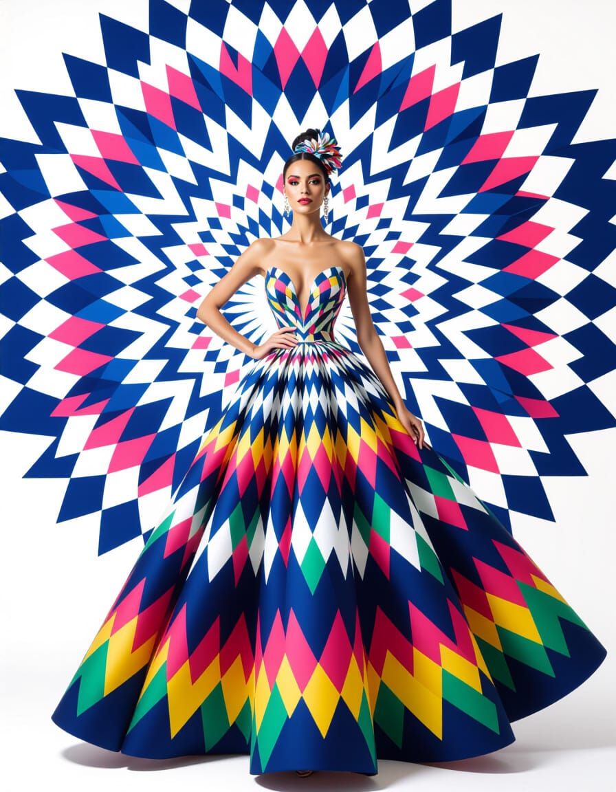 Kaleidoscopic Gown: Surreal Beauty in Art