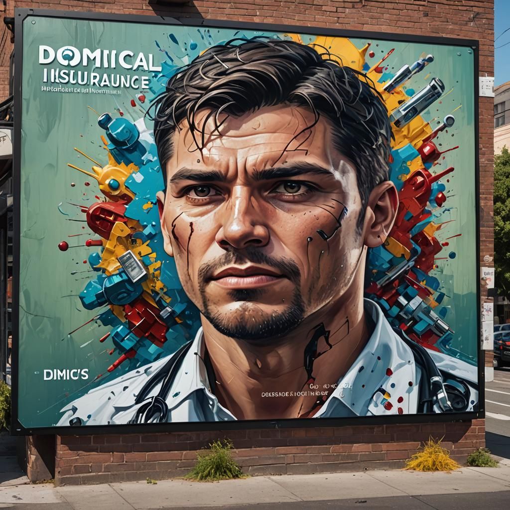 Dominic's Medical Insurance Billboard in Splash Art Style