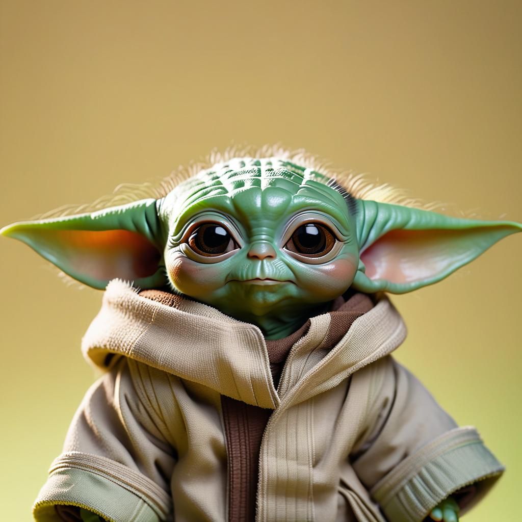 Adorable Baby Yoda Portrait in Cinematic Style
