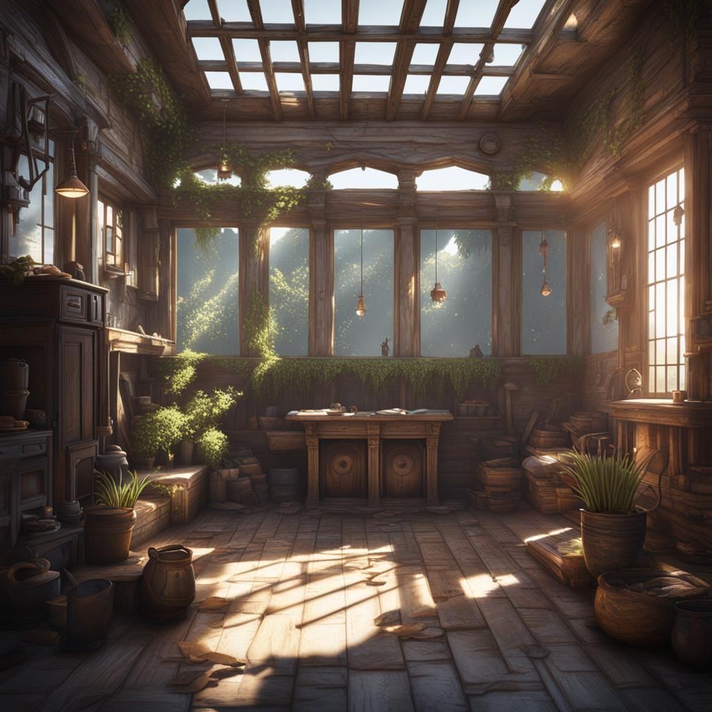 3D Rendered Scene with Shading and Depth