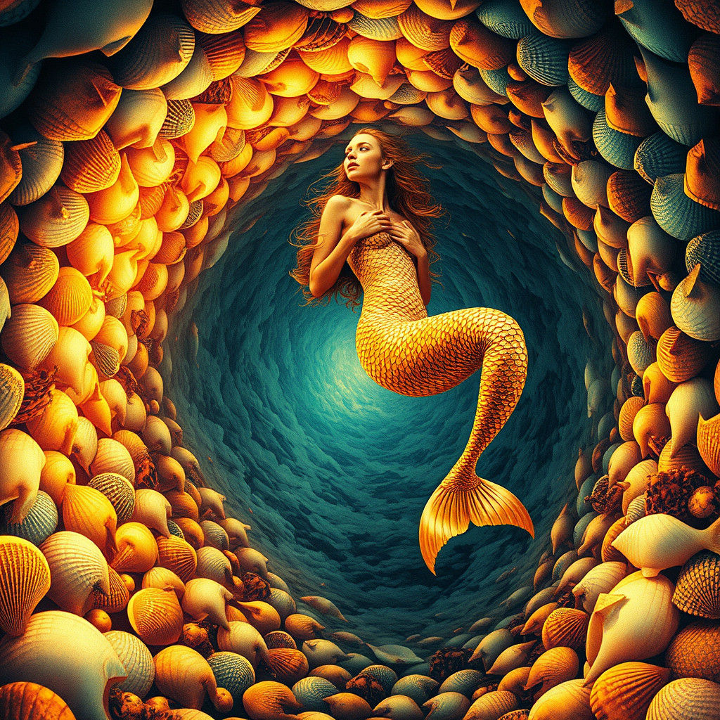 Dreamlike Mermaid in Elastic Reality: Surrealist Digital Art