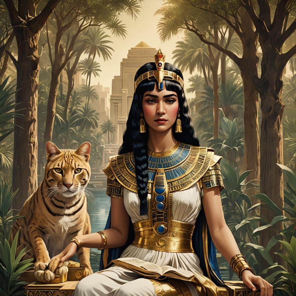 Egyptian Queen Cleopatra with the Book of Death