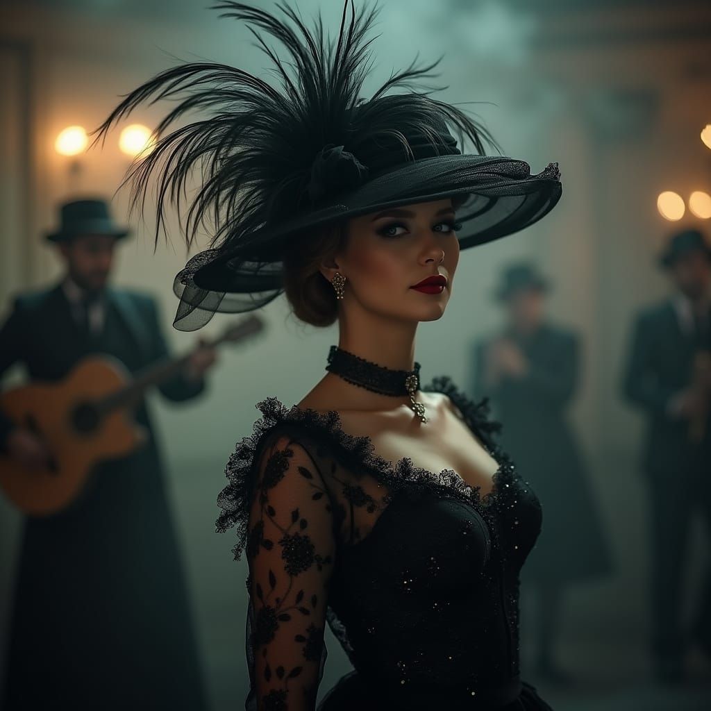 Elegant Woman in Vintage-Inspired Speakeasy Attire