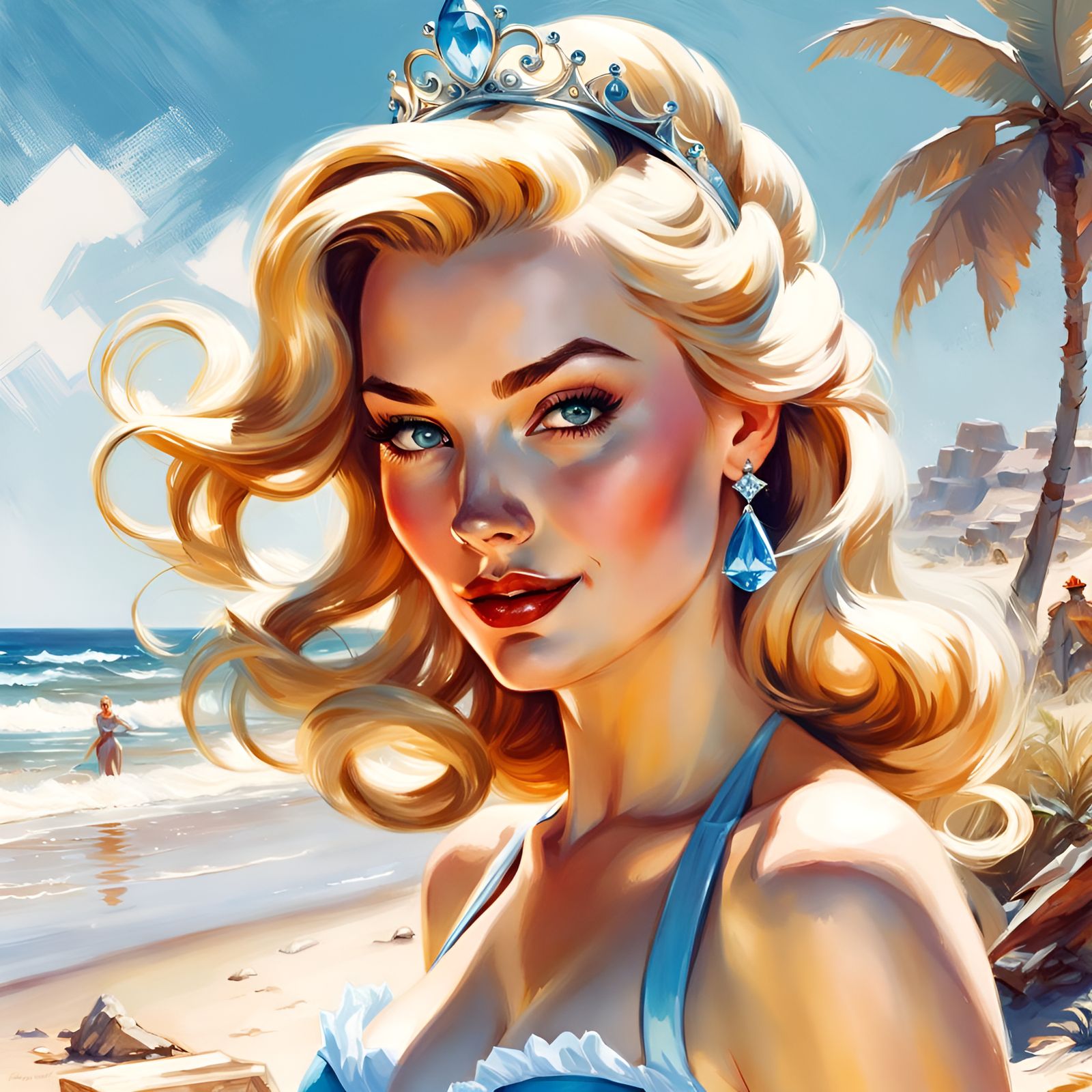 Cinderella Beach Portrait in Pin-Up Style