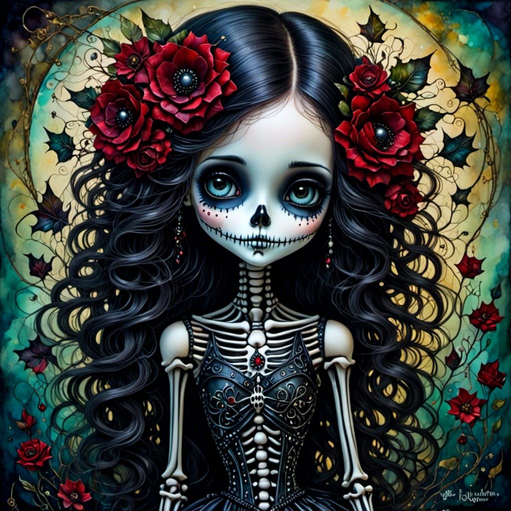 Gypsy Girl in Steampunk Style, Digital Oil Painting