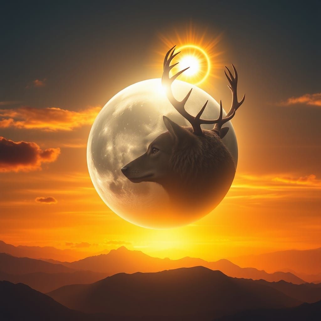 Moon Wolf and Sun Stag: Fantasy Concept Art