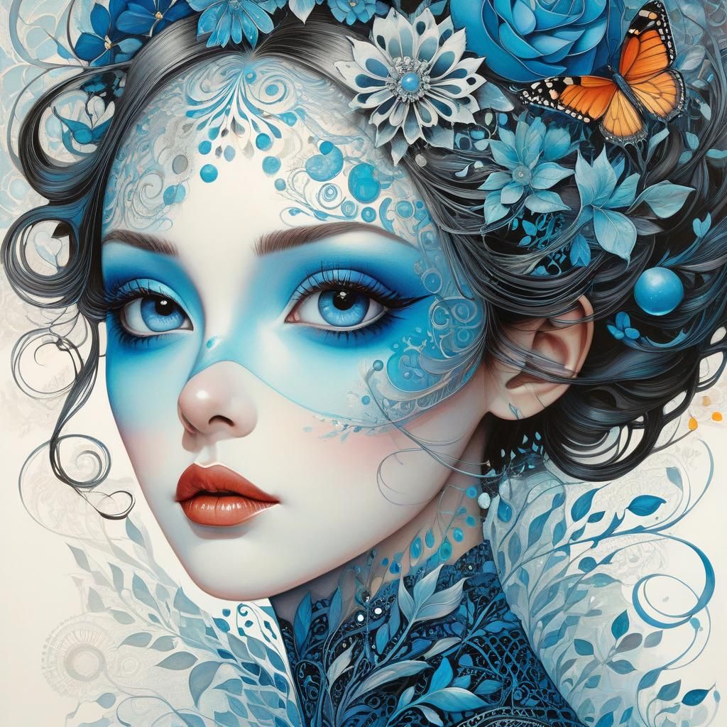 Iridescent Fantasy Landscape as Gouache Painting