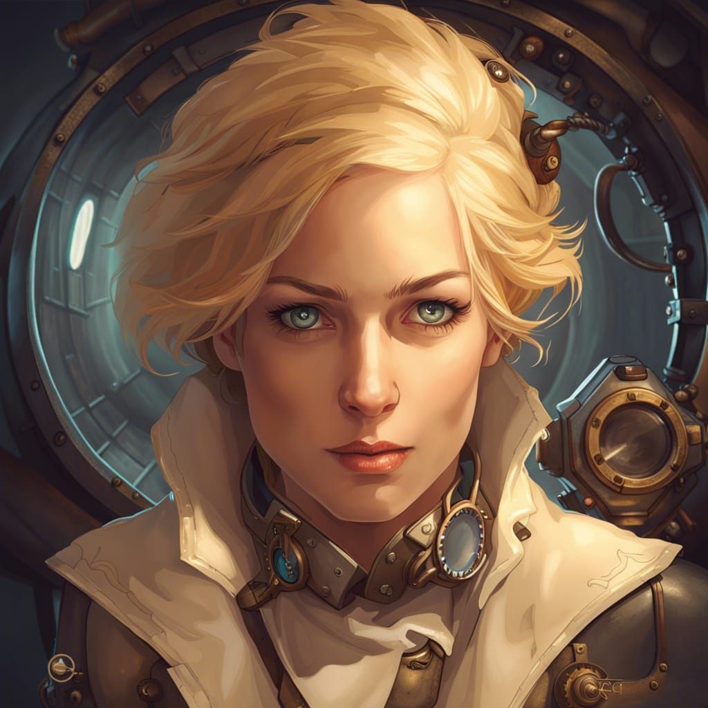 Steampunk Engineer Portrait in Submarine