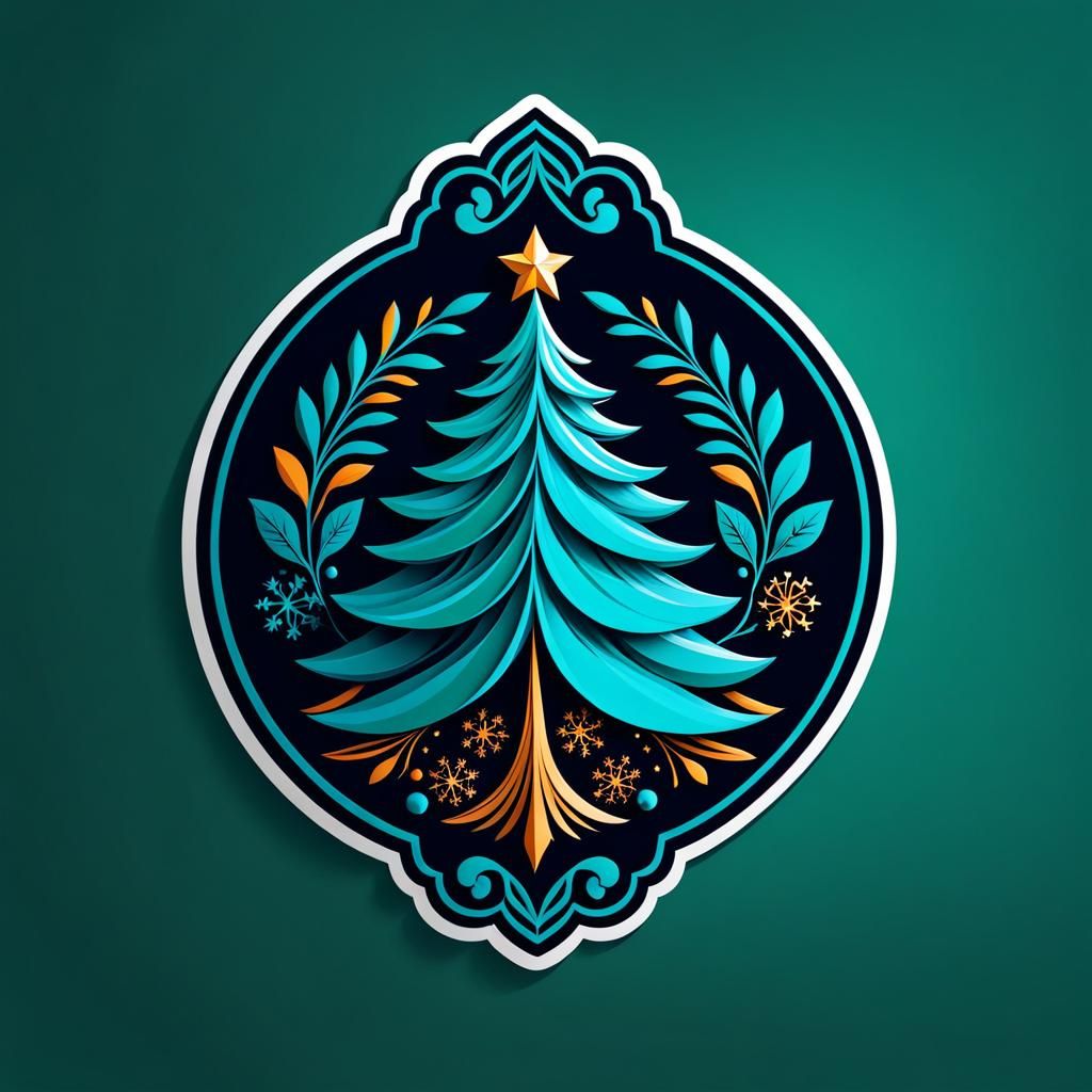 Abstract Christmas Logo Design for Stickers