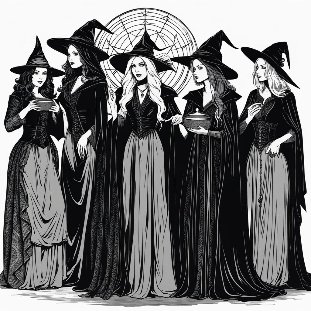 Coven of Witches Performing Magic Ritual