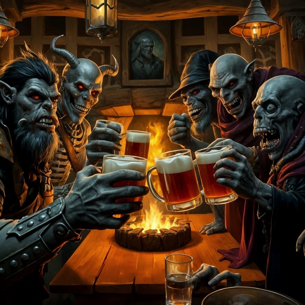 Fantasy Tavern Scene with Villainous Patrons
