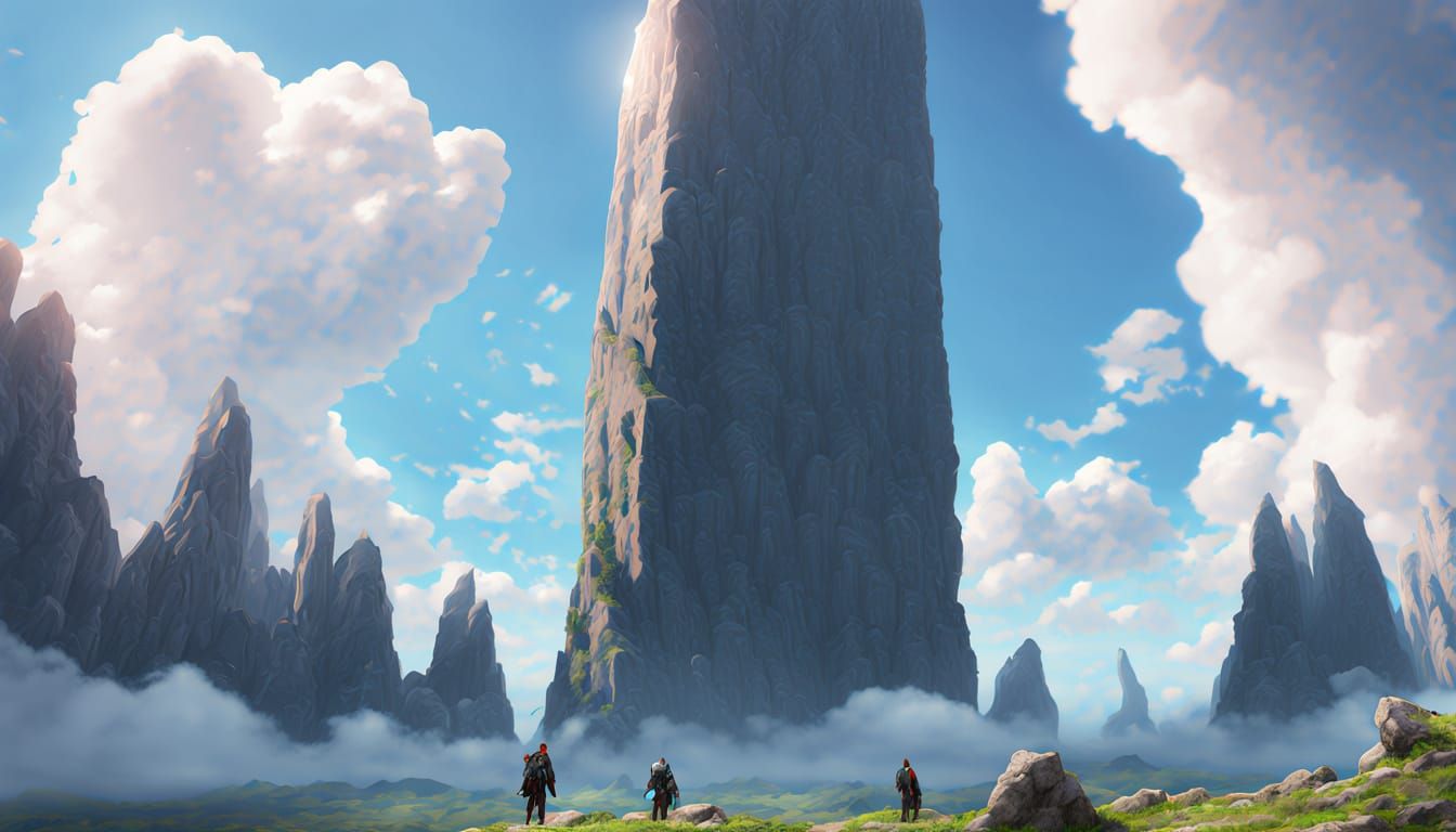 Towering Monolith Reaches Sky in Hyper Realistic 3D Anime Ar...