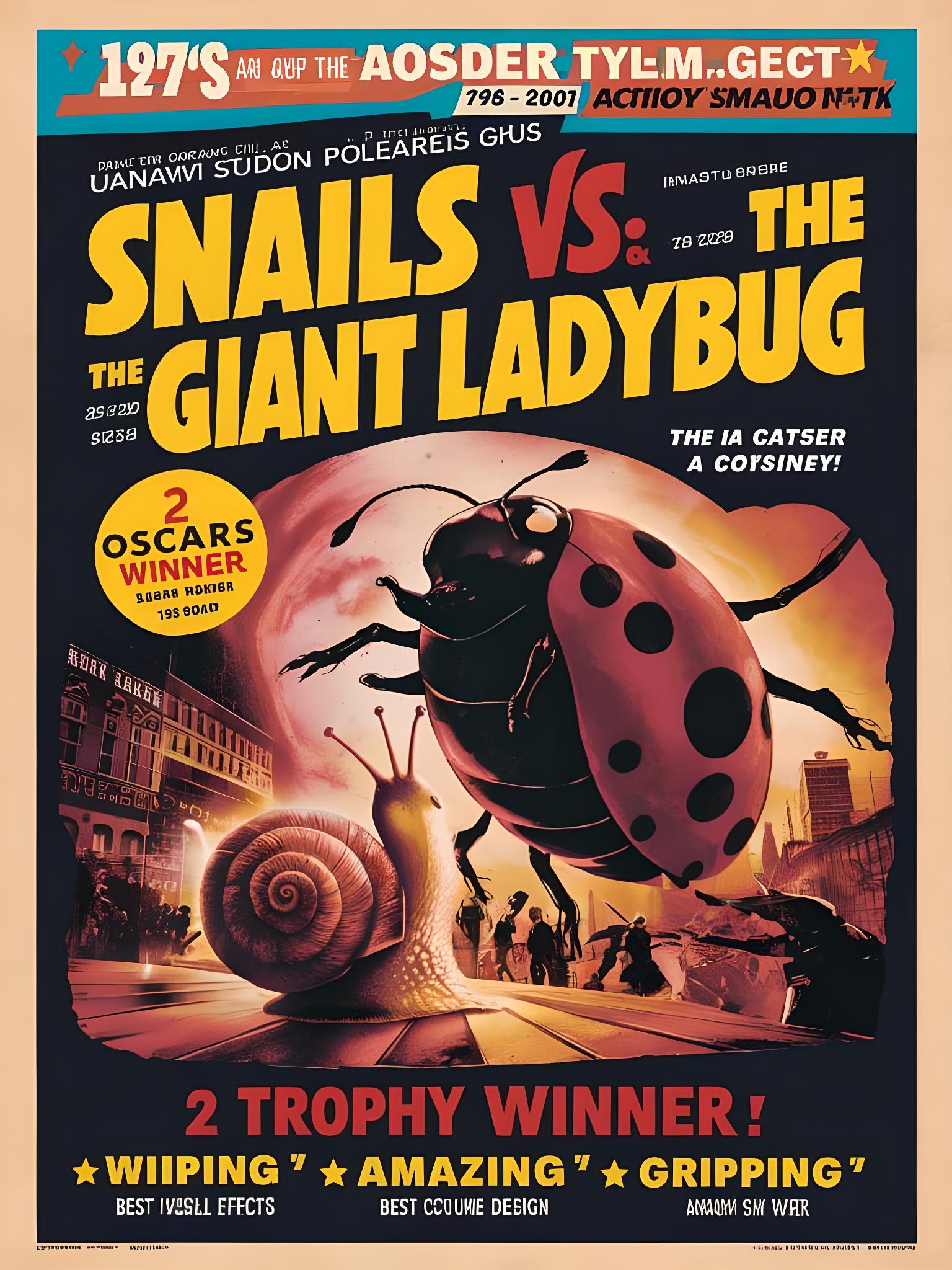 Snails vs. The Giant Ladybug: Retro Movie Poster