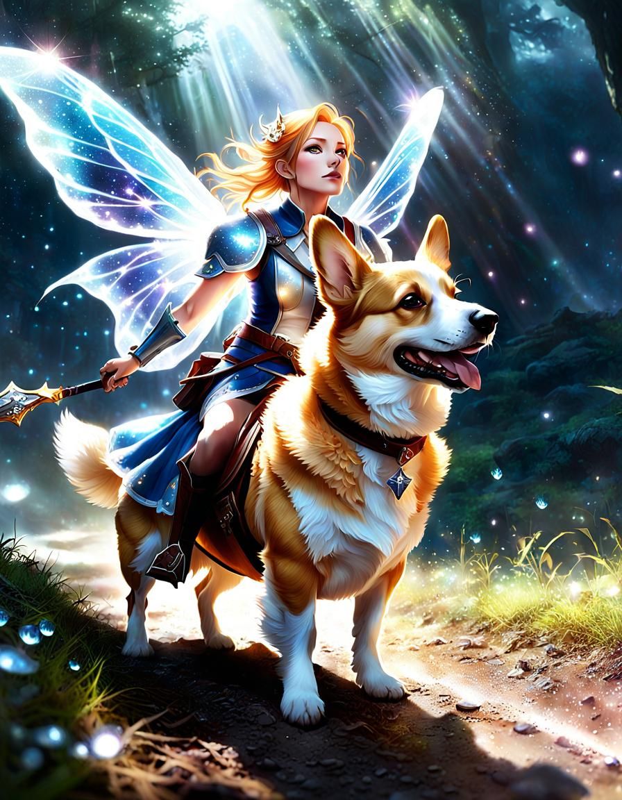 Fairy Corgi Battle: Translucent Anime Fantasy
