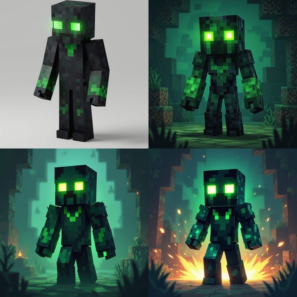 Minecraft Enderman with Fading Green to Black Legs and Arms