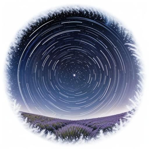Star Trails Over Icy Lavender Field