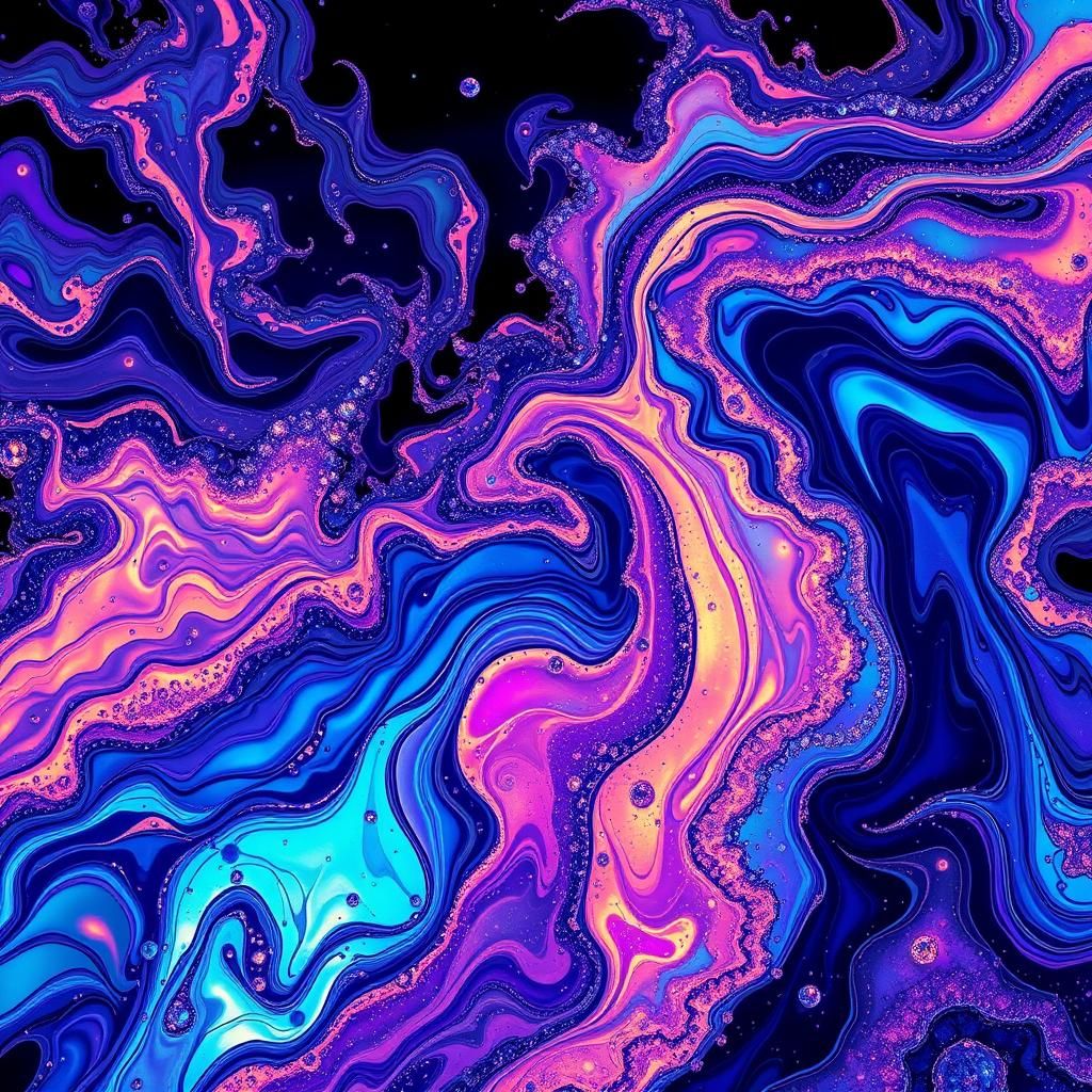 Iridescent Liquid Aurora in Abstract Expressionism Style