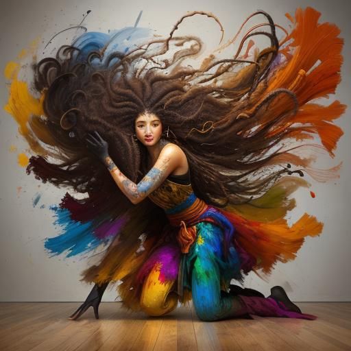 Abstract Expressionist Woman in Dynamic Dance Pose