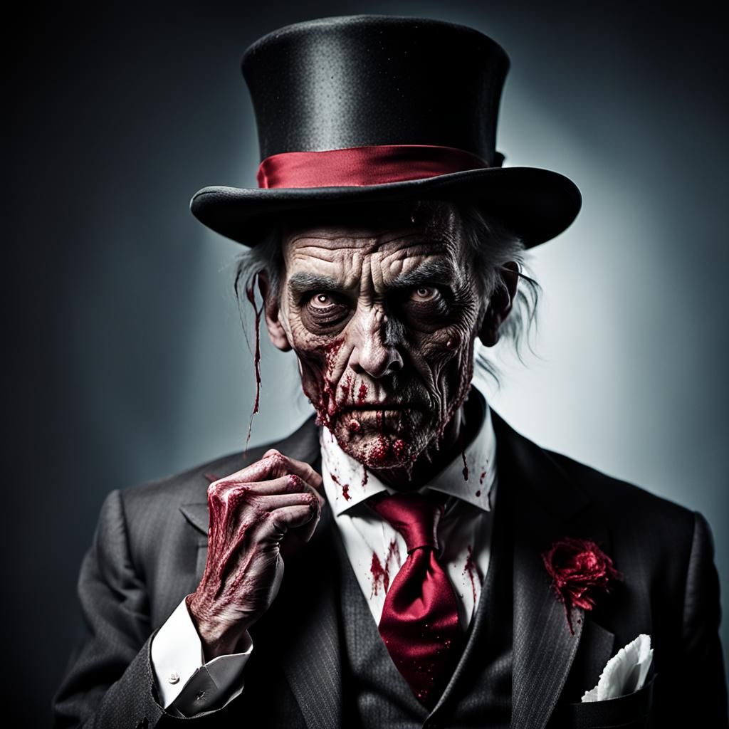 High-Contrast Zombie Portrait in Studio Lighting