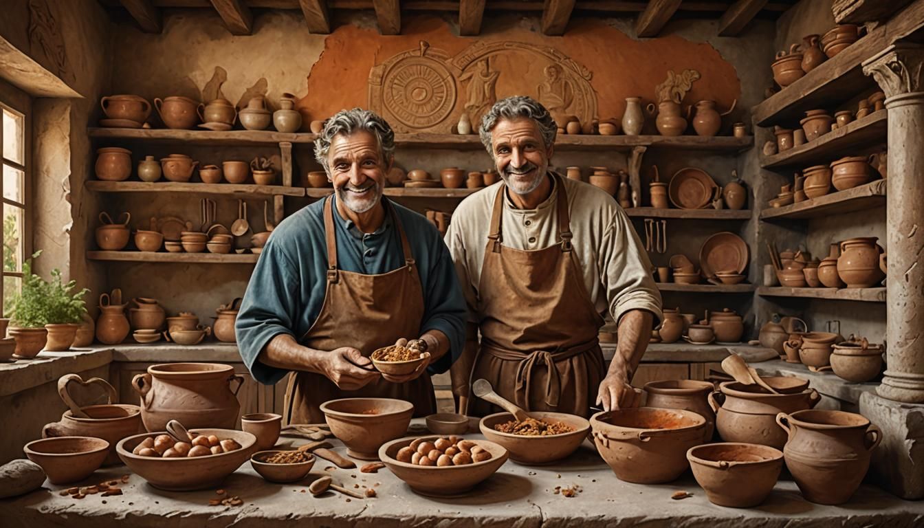 Inviting Roman Kitchen with Frescoes and Rustic Decor