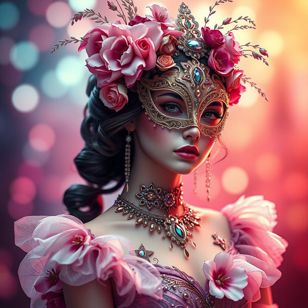 Fantasy Flower Girl in Lavish New Year Costume