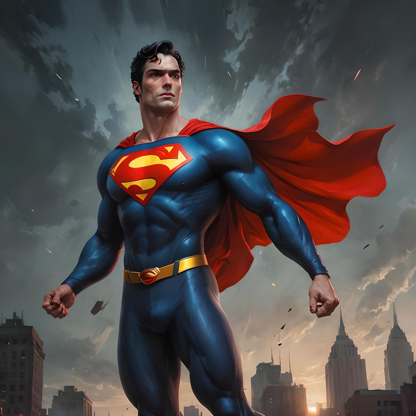 Superman in Knightcore Style on Dark Street