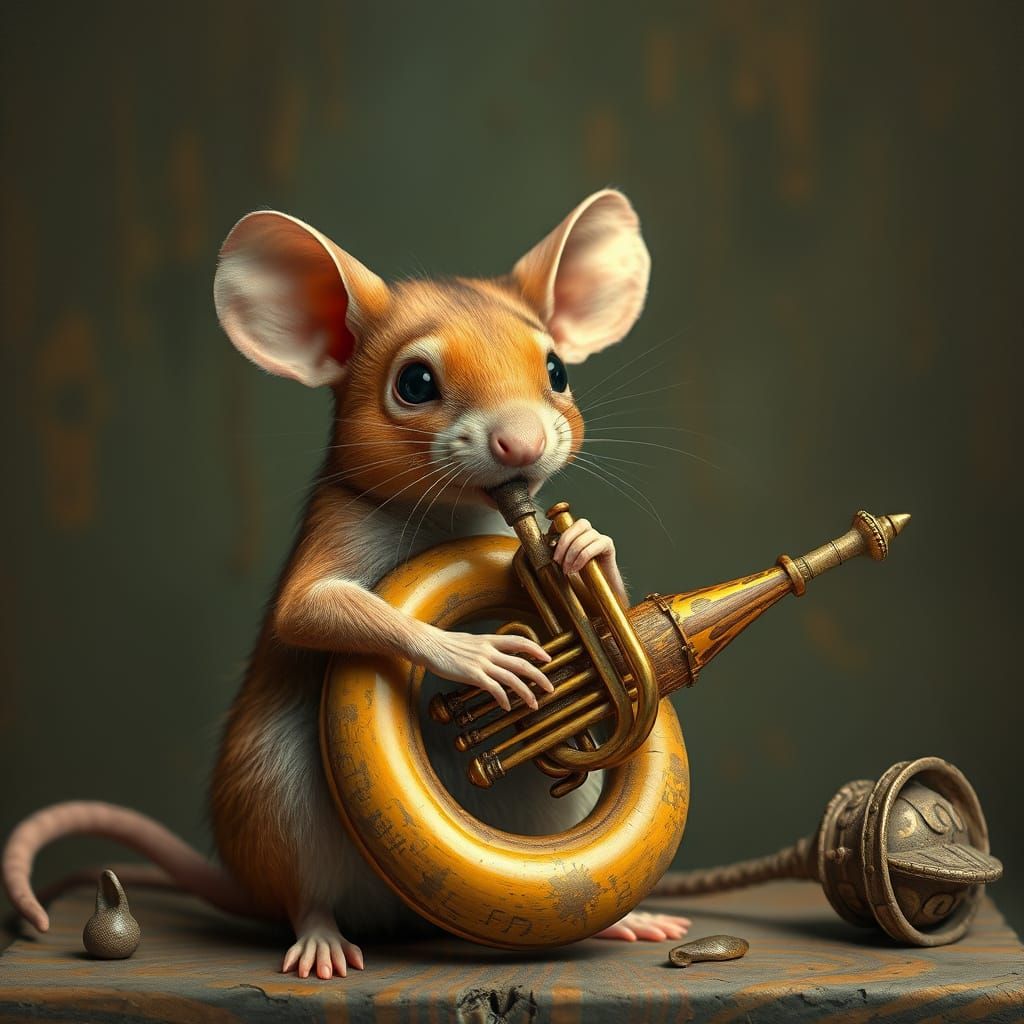 Hyperrealistic Mouse Playing a Sousaphone