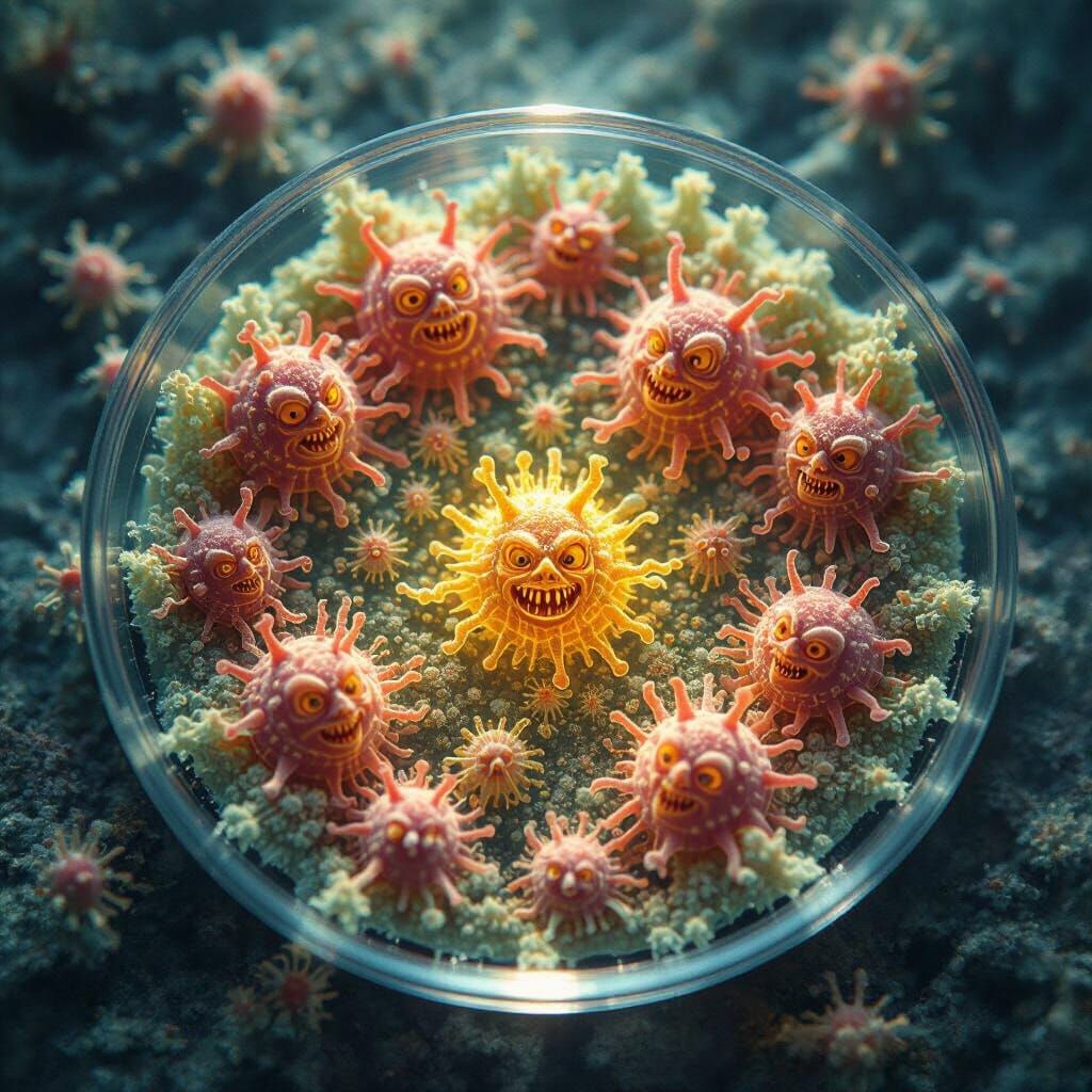 Microscopic Devil Faces in Chaotic Bacterial Landscape